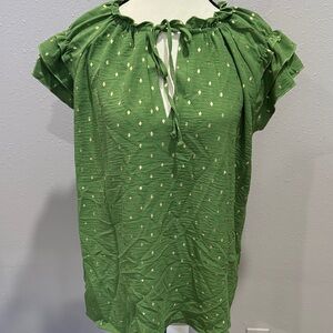 NY Collection Green Blouse with Gold